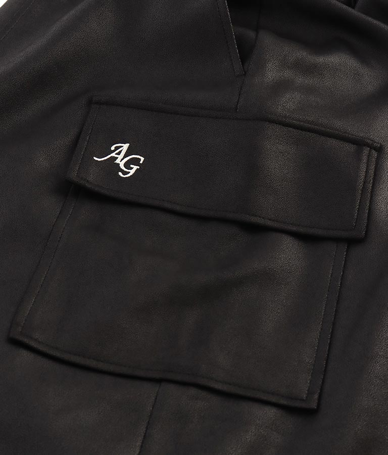 フェイクレザー カーゴ ロング スカート 911-7347