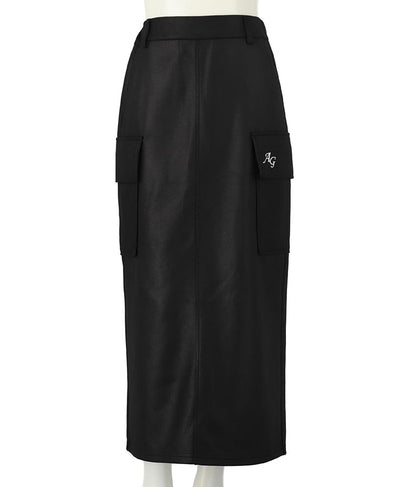 フェイクレザー カーゴ ロング スカート 911-7347