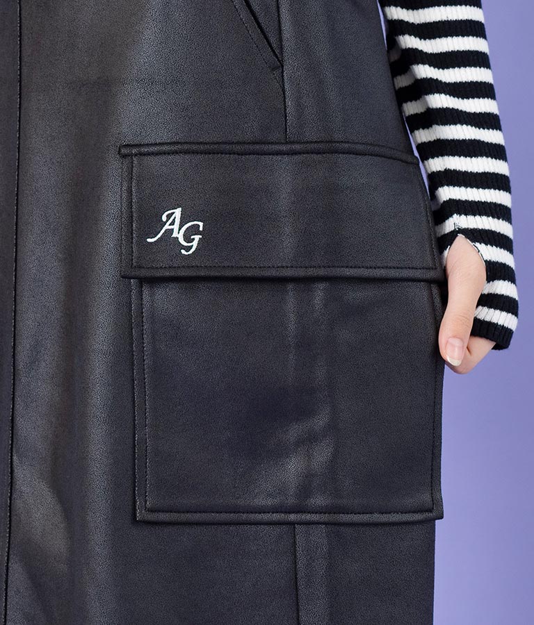 フェイクレザー カーゴ ロング スカート 911-7347