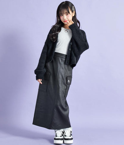 フェイクレザー カーゴ ロング スカート 911-7347