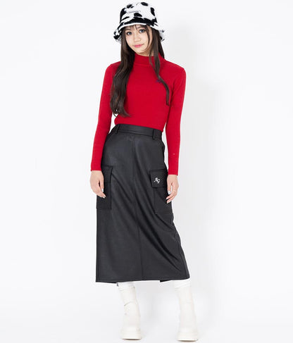 フェイクレザー カーゴ ロング スカート 911-7347