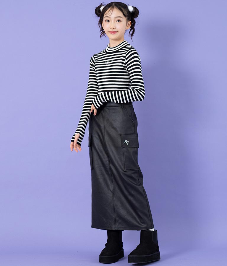 フェイクレザー カーゴ ロング スカート 911-7347