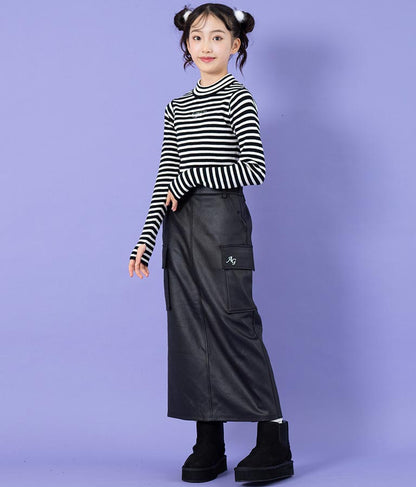 フェイクレザー カーゴ ロング スカート 911-7347