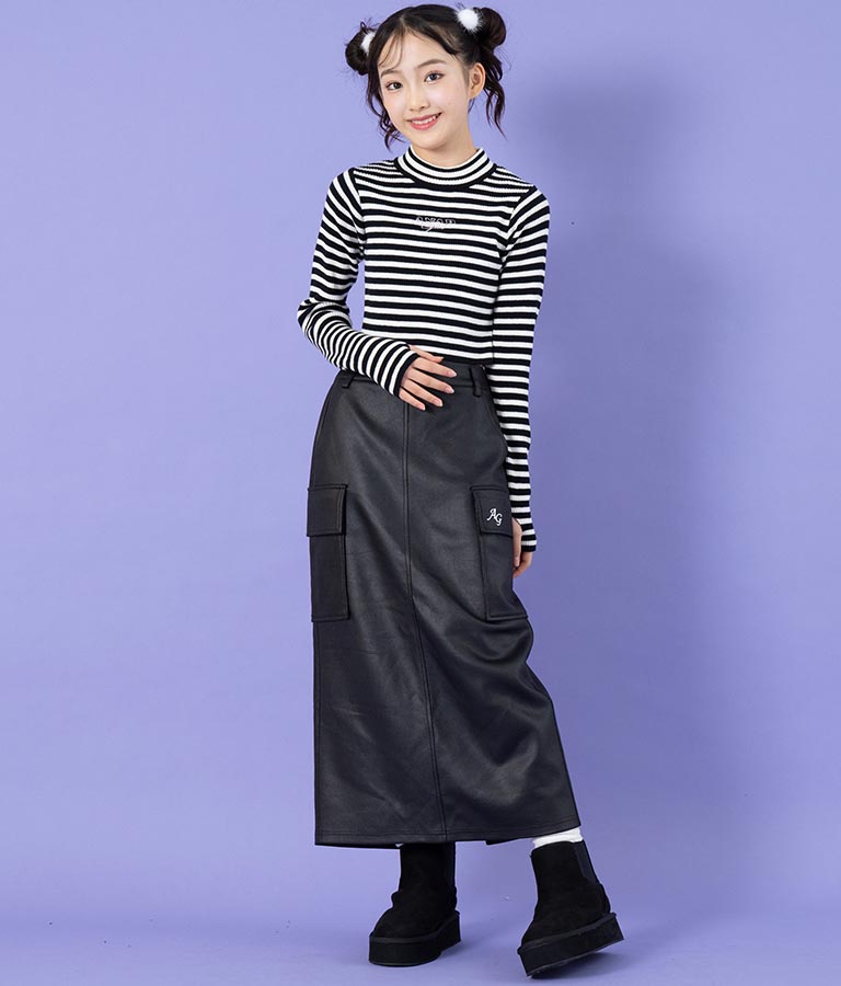 フェイクレザー カーゴ ロング スカート 911-7347