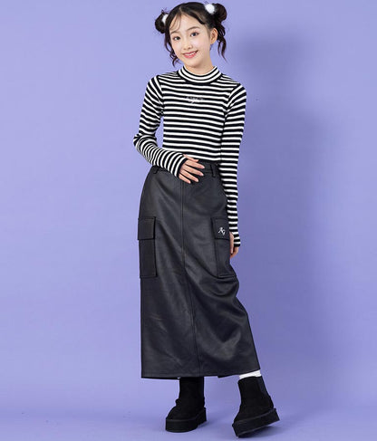 フェイクレザー カーゴ ロング スカート 911-7347