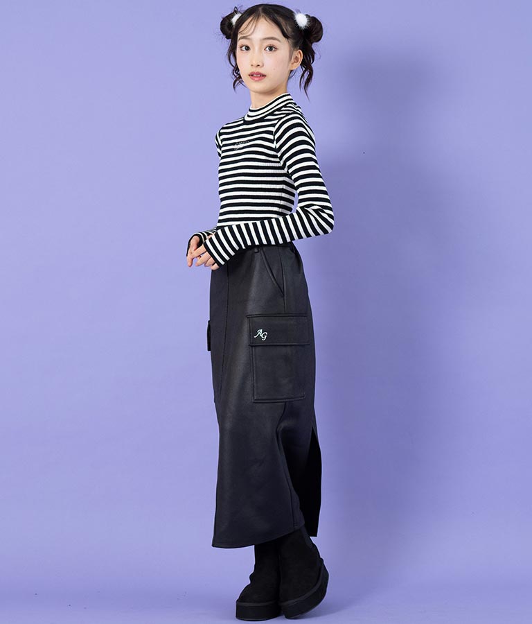 フェイクレザー カーゴ ロング スカート 911-7347