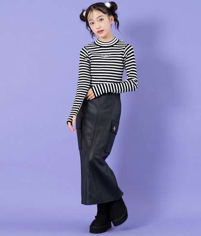 フェイクレザー カーゴ ロング スカート 911-7347