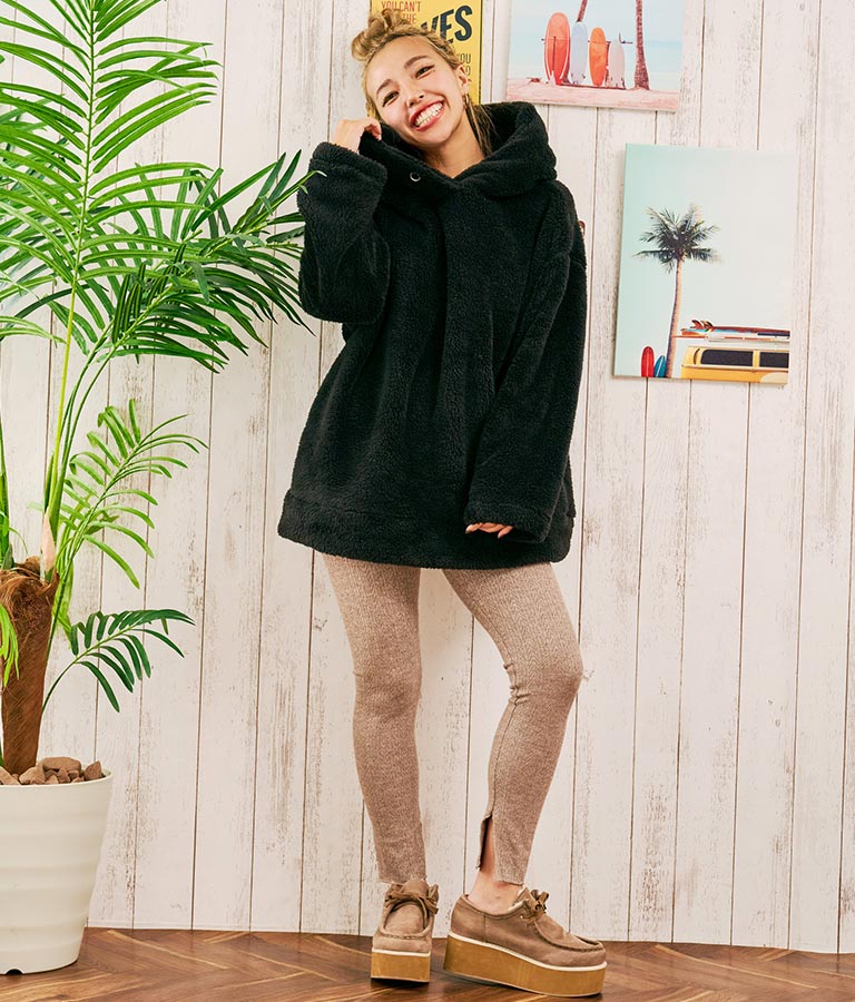インスリット 柄編み リブ ニットソー レギンス 812-6744