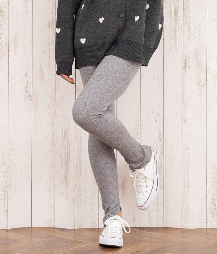インスリット 柄編み リブ ニットソー レギンス 812-6744