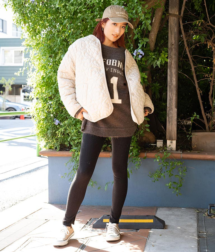 インスリット 柄編み リブ ニットソー レギンス 812-6744
