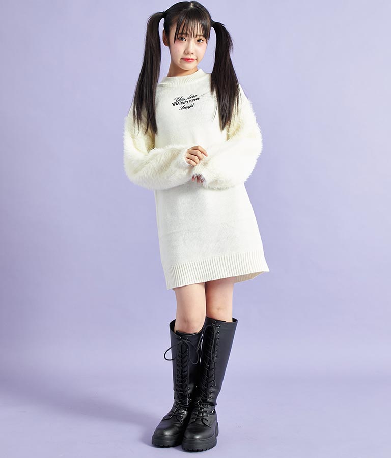 袖シャギー ニット ワンピース 917-7343