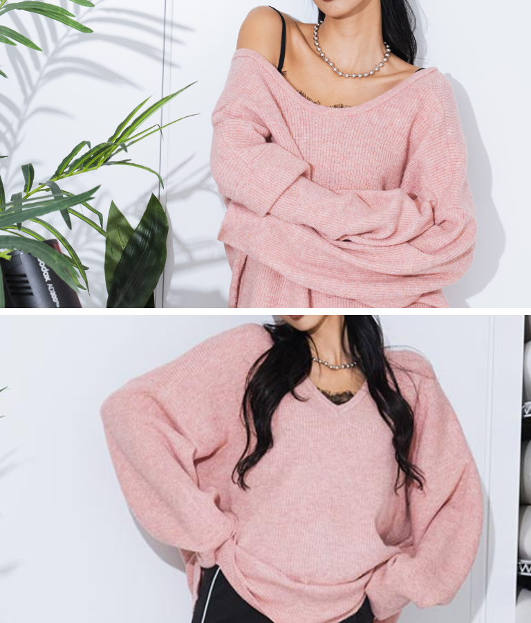 ビッグシルエット ルーズ ニット セーター 2WAYネック 長袖 493-2608