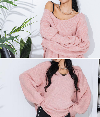 ビッグシルエット ルーズ ニット セーター 2WAYネック 長袖 493-2608