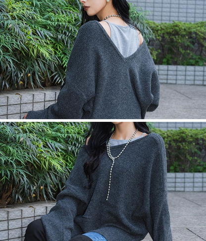 ビッグシルエット ルーズ ニット セーター 2WAYネック 長袖 493-2608