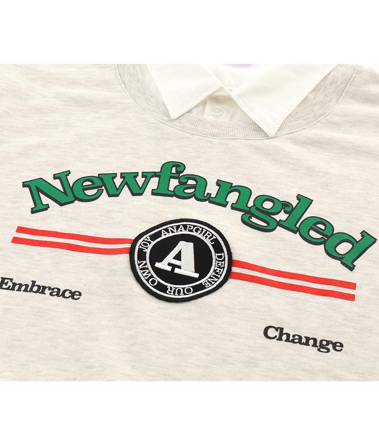 シャツフェイク レイヤード 裏毛 スウェット トレーナー