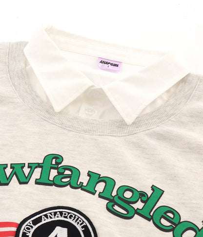 シャツフェイク レイヤード 裏毛 スウェット トレーナー 913-7354