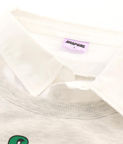 シャツフェイク レイヤード 裏毛 スウェット トレーナー 913-7354