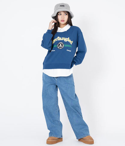 シャツフェイク レイヤード 裏毛 スウェット トレーナー 913-7354