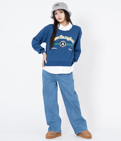 シャツフェイク レイヤード 裏毛 スウェット トレーナー 913-7354