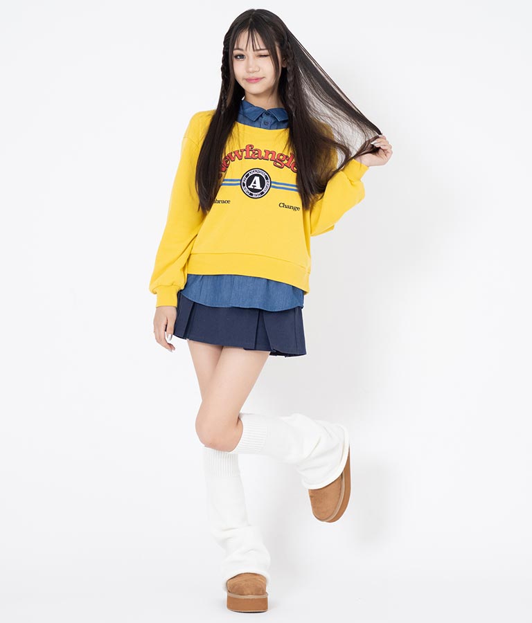 シャツフェイク レイヤード 裏毛 スウェット トレーナー 913-7354