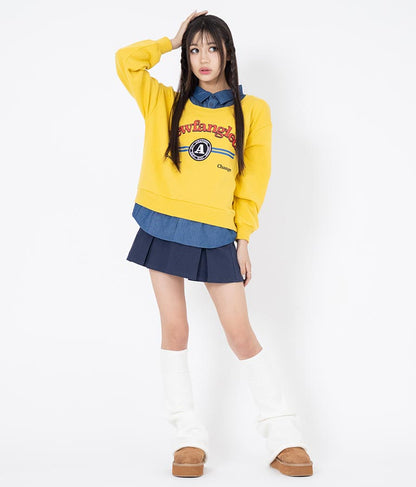 シャツフェイク レイヤード 裏毛 スウェット トレーナー 913-7354