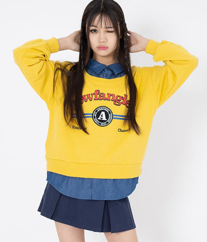 シャツフェイク レイヤード 裏毛 スウェット トレーナー 913-7354