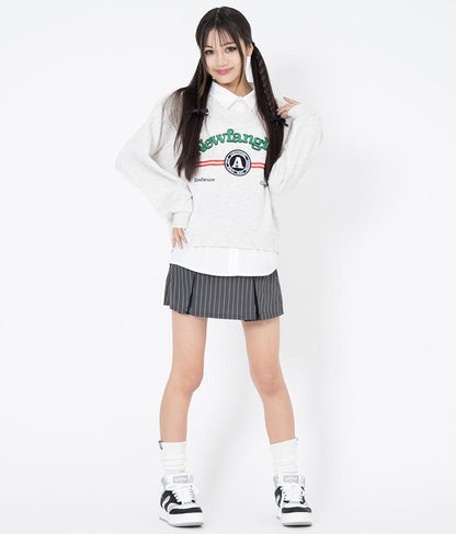 シャツフェイク レイヤード 裏毛 スウェット トレーナー 913-7354