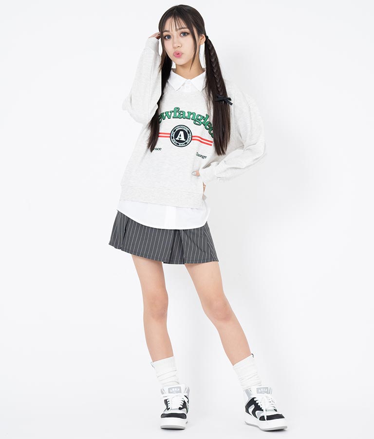 シャツフェイク レイヤード 裏毛 スウェット トレーナー 913-7354