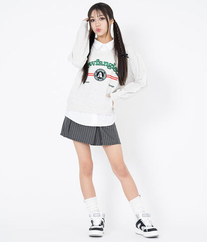 シャツフェイク レイヤード 裏毛 スウェット トレーナー 913-7354