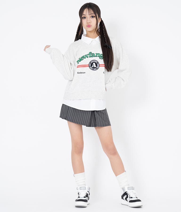 シャツフェイク レイヤード 裏毛 スウェット トレーナー 913-7354