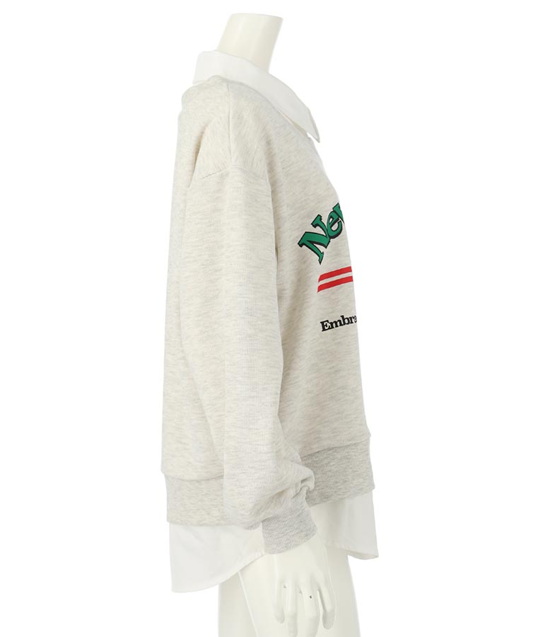 シャツフェイク レイヤード 裏毛 スウェット トレーナー 913-7354