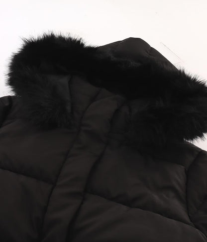 ベルト付き フェイクファーフード 中綿 コート 496-2581