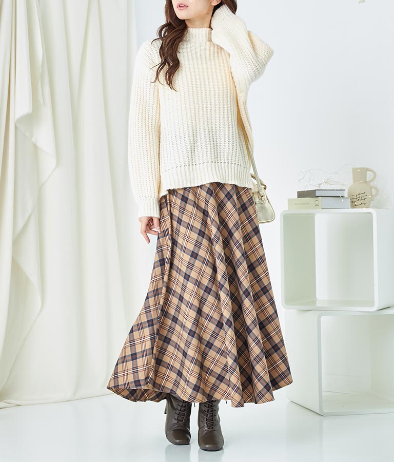 バイヤスチェックフレアスカート 521-6728