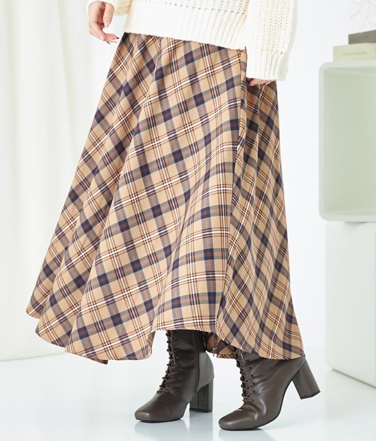 バイヤスチェックフレアスカート 521-6728
