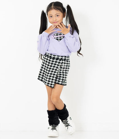 千鳥柄 ハート ワッペン 裏毛 スウェット トレーナー 423-3167