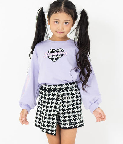 千鳥柄 ハート ワッペン 裏毛 スウェット トレーナー 423-3167