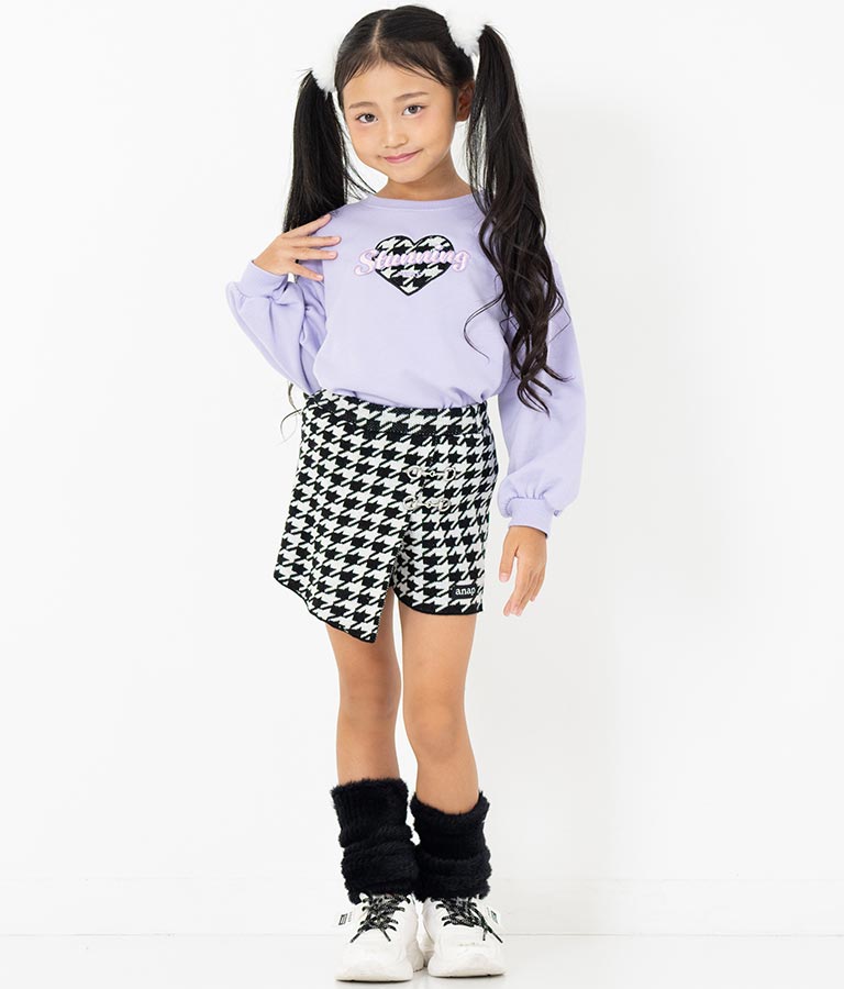 千鳥柄 ハート ワッペン 裏毛 スウェット トレーナー 423-3167