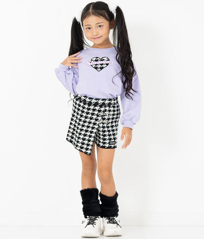 千鳥柄 ハート ワッペン 裏毛 スウェット トレーナー 423-3167