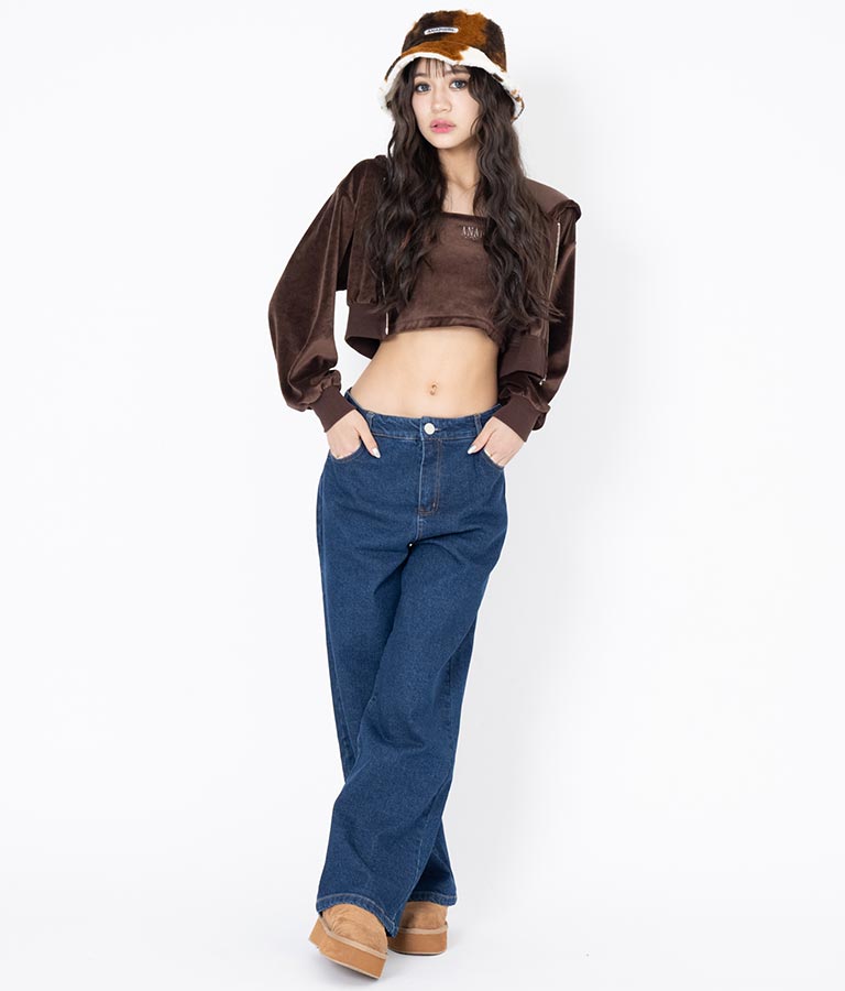 ストレッチ デニム ワイドパンツ 912-7328