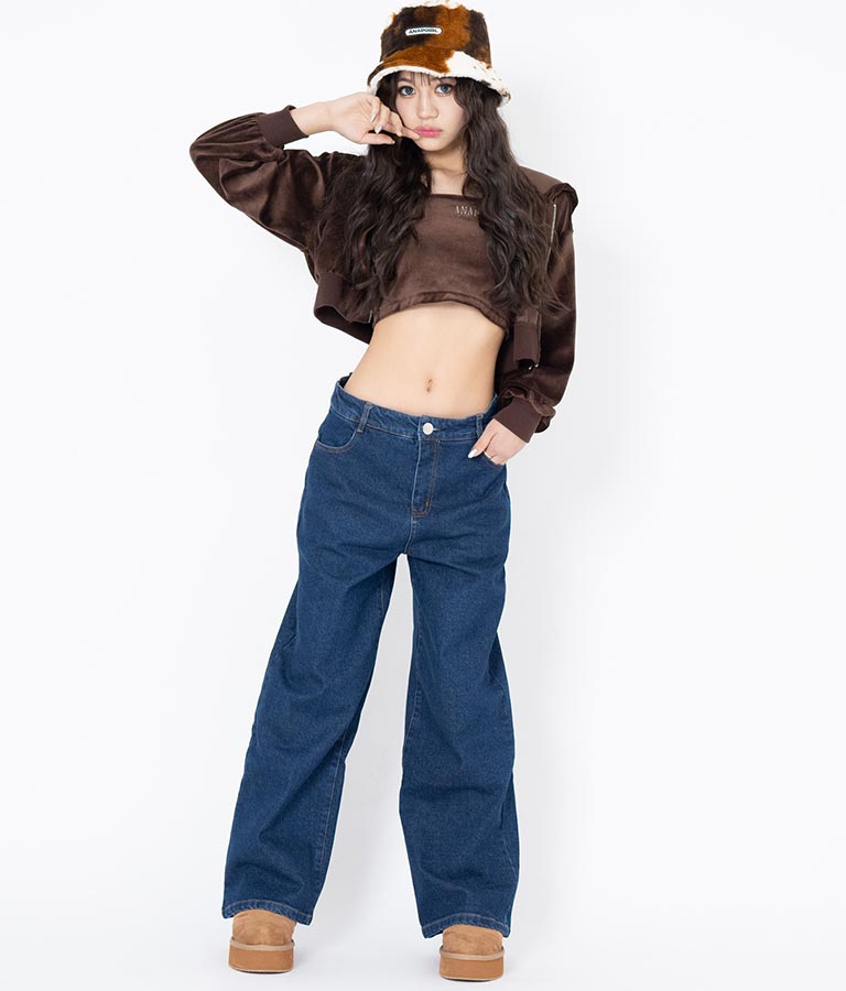 ストレッチ デニム ワイドパンツ 912-7328