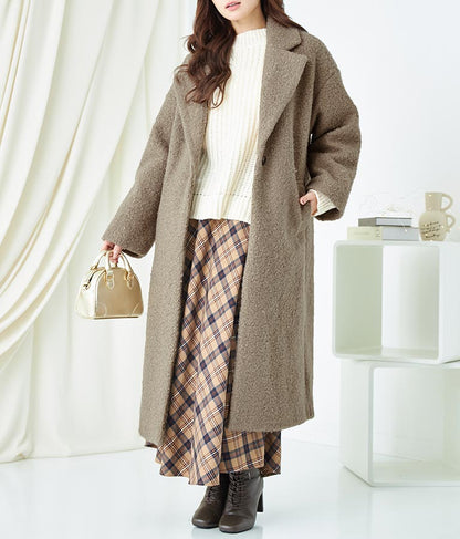 リングボア テーラード ロング コート 526-6712