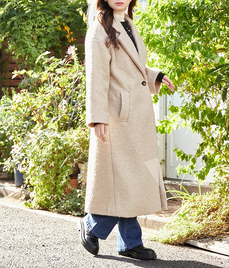 リングボア テーラード ロング コート 526-6712