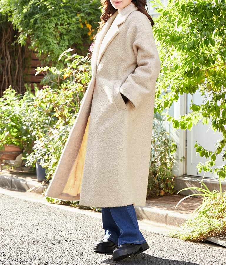 リングボア テーラード ロング コート 526-6712