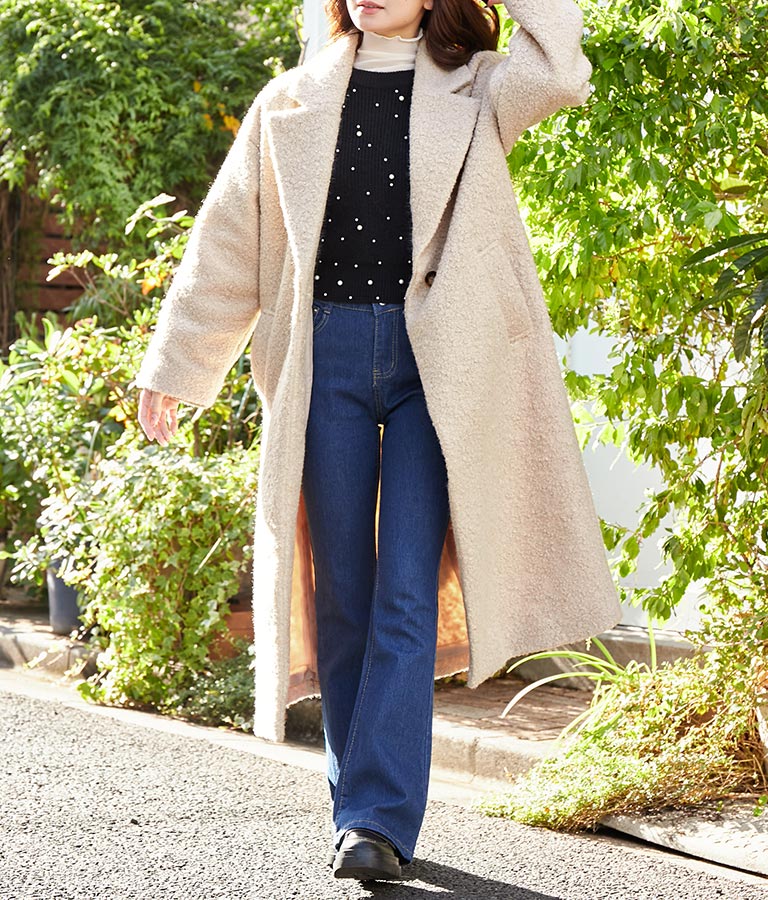 リングボア テーラード ロング コート 526-6712