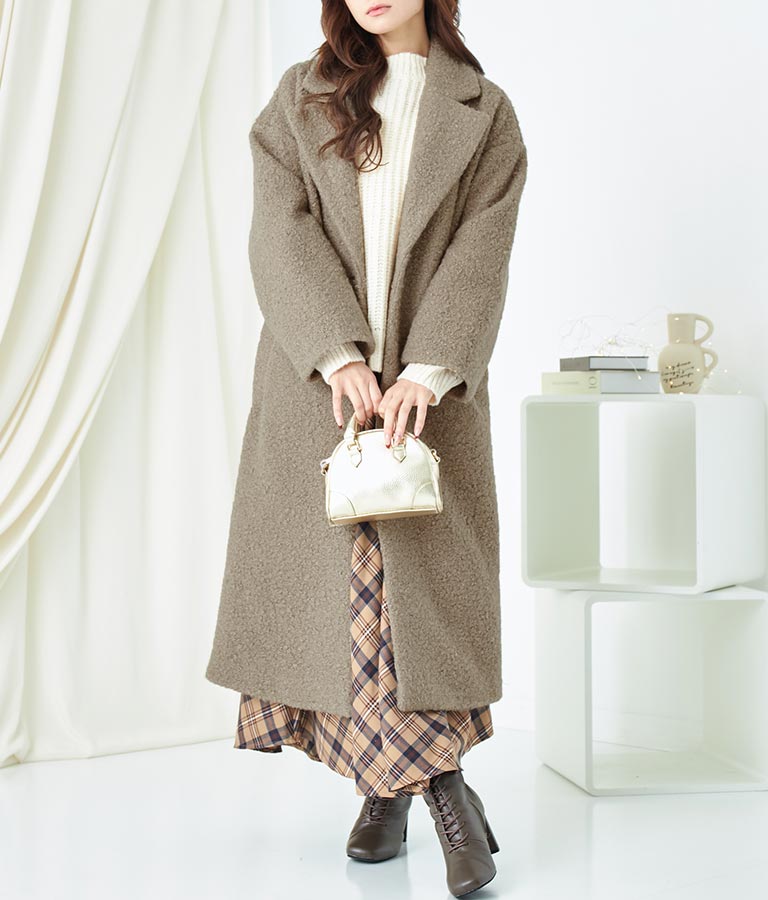 リングボア テーラード ロング コート 526-6712