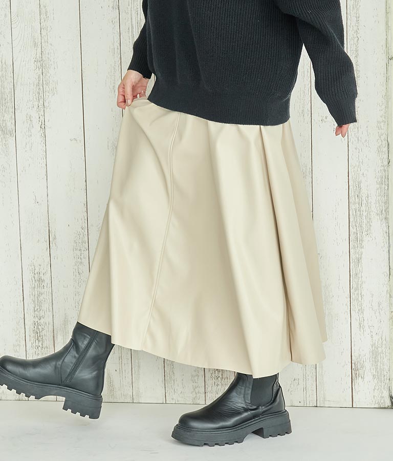 フェイクレザー フレア スカート 151-5512