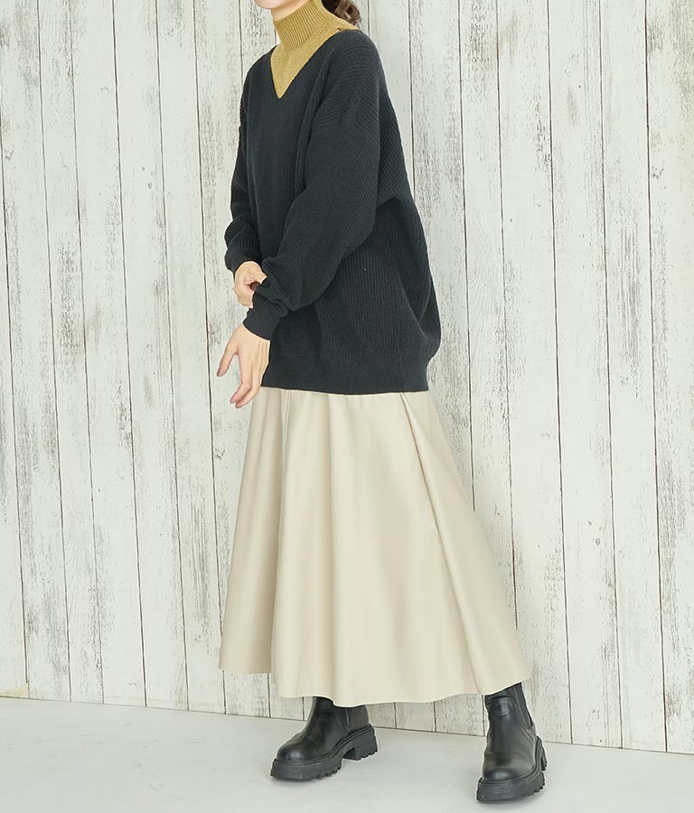 フェイクレザー フレア スカート 151-5512