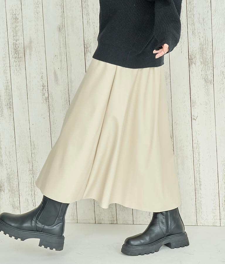 フェイクレザー フレア スカート 151-5512