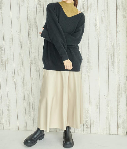 フェイクレザー フレア スカート 151-5512