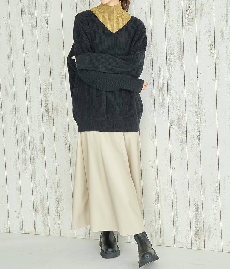 フェイクレザー フレア スカート 151-5512